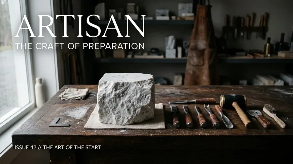 For this article, select a creative concept directly related to the topic, and create visuals with cinematic quality and the aesthetic of an editorial magazine cover, ensuring each composition is unique and distinct. The visuals must be in landscape format, with a 16:9 aspect ratio, and feature a wide, horizontal composition—vertical or square formats are strictly prohibited. Wide landscape format only, no portrait, no square.“Preparation is Key”